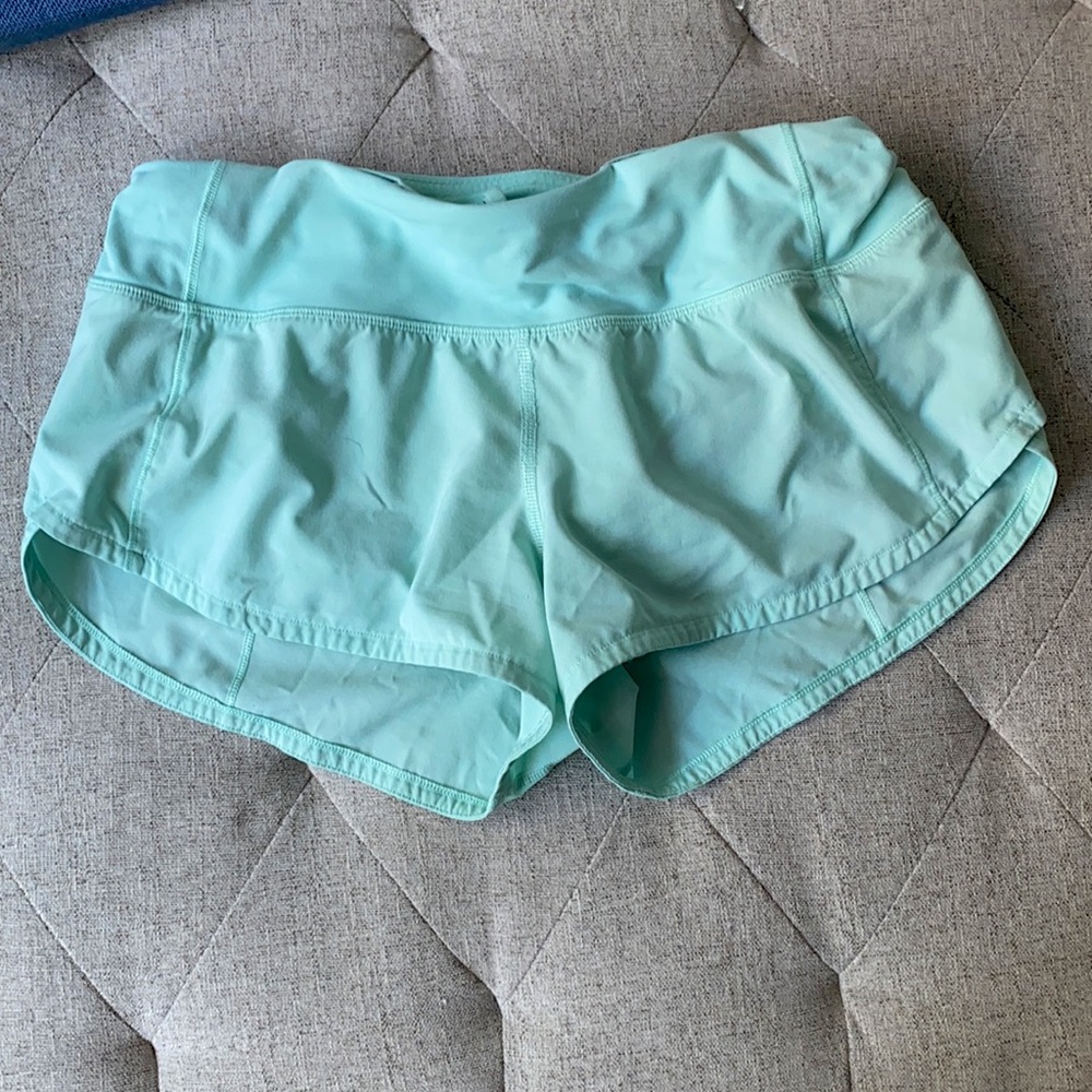 Teal size 4 speed up lululemon shorts 2”
